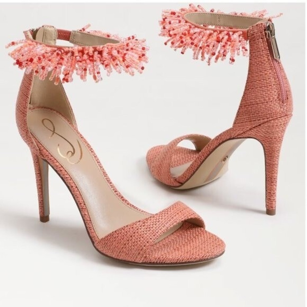Sam Edelman Gillie Beaded Ankle Strap Heel - Size. 8 - Picture 7 of 7